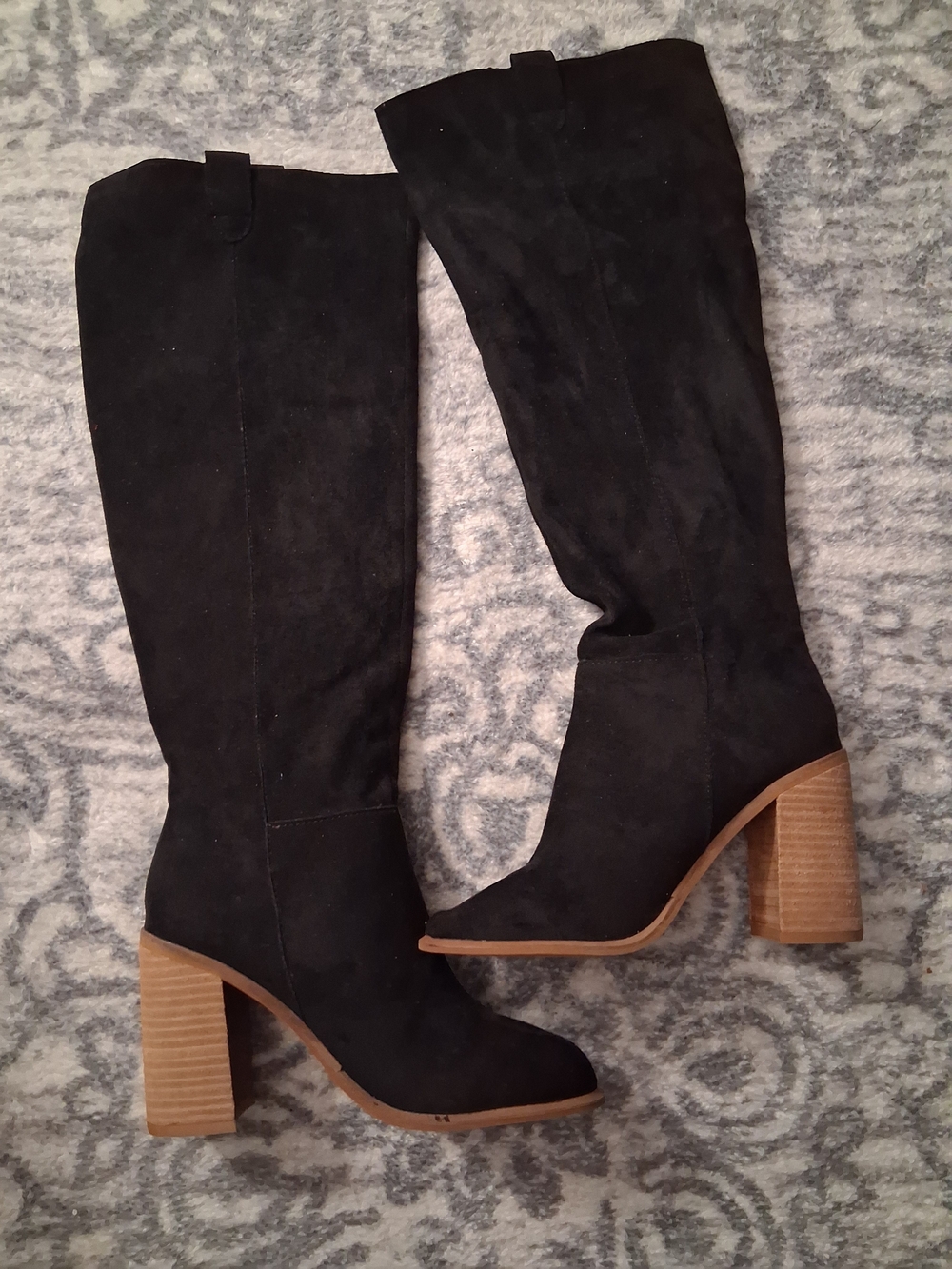 Block Heel Tall Boots in Black US 8.5